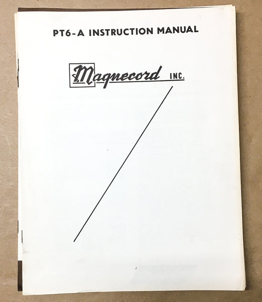 Magnecord PT6-A Tape Recorder Instruction Manual *Original*