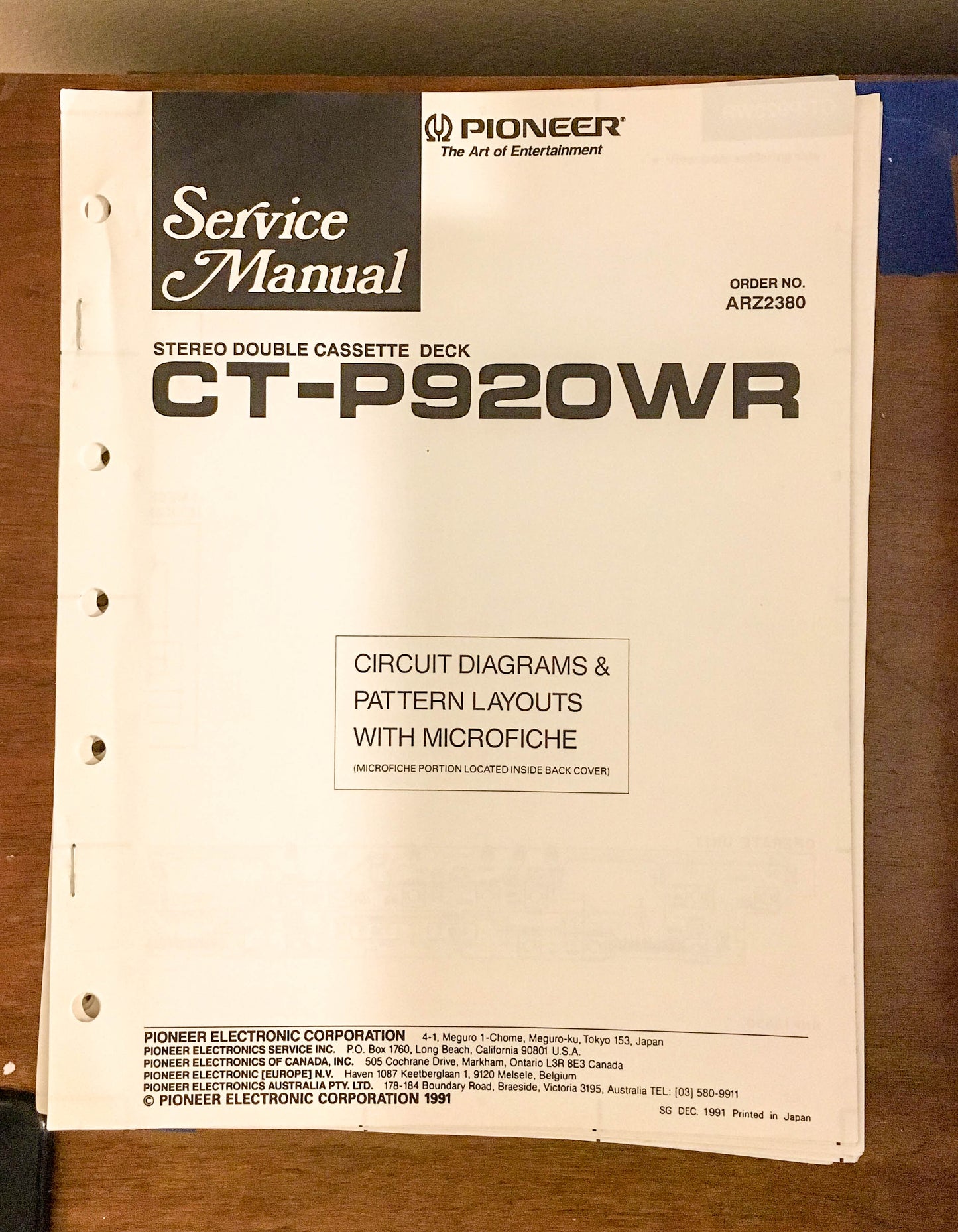Pioneer CT-P920WR  Service Manual *Original*