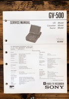 Sony GV-500 Video 8 Cassette Player  Service Manual *Original*