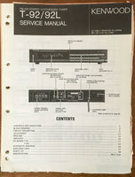 Kenwood T-92 92L Tuner  Service Manual *Original*