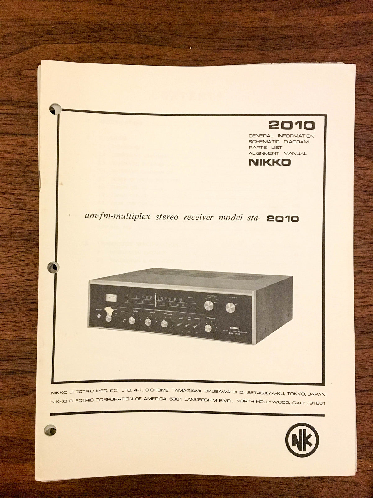 Nikko STA-2010 Receiver Service Manual *Original*