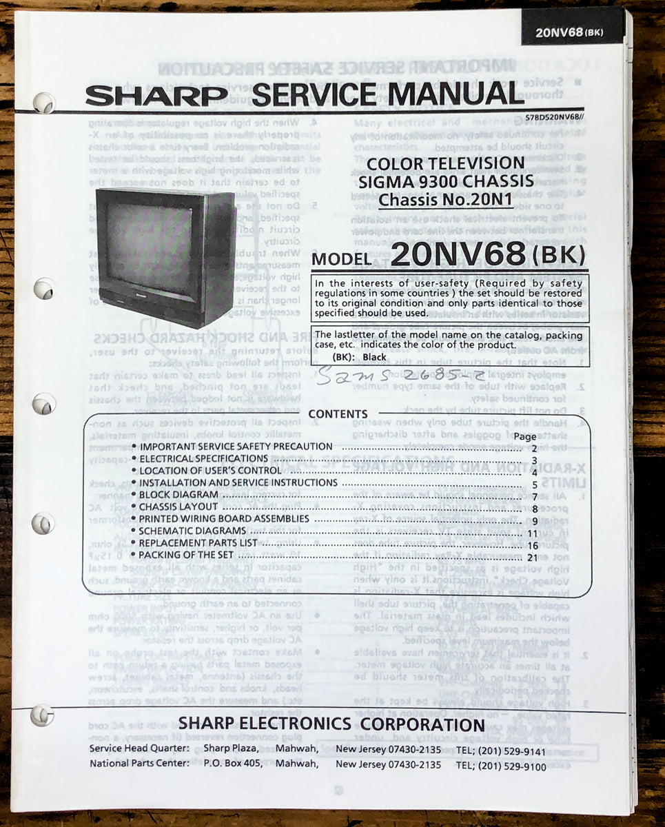 TV / Television Service Manual *Original* – Vintage Audio Store ...