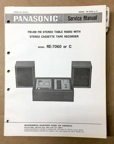 Panasonic RE-7060 RE-7060C Stereo / Radio Service Manual *Original*