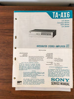 Sony TA-AX6 Amplifier Service Manual *Original*