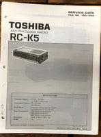 Toshiba RC-K5 Clock Radio  Service Manual *Original*