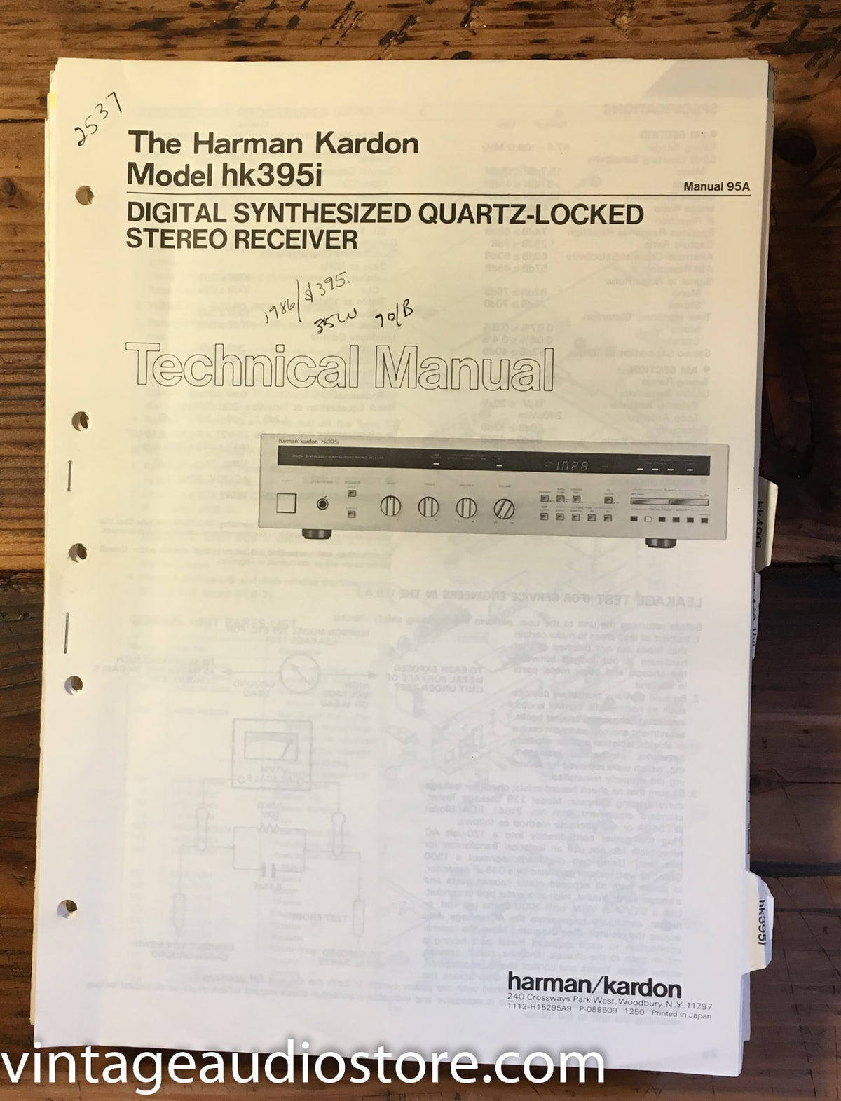 Harman Kardon HK395iHK 395i   Service Manual *Original*