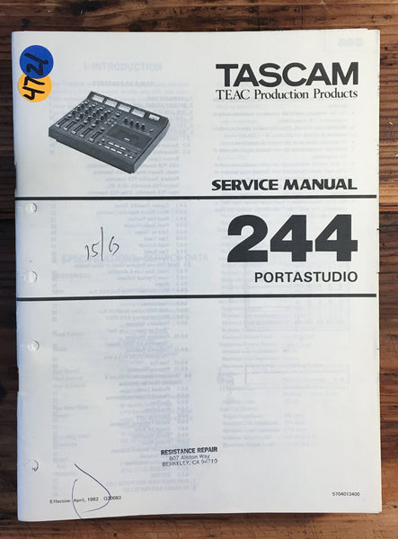 Teac 244 PortaStudio / Porta Studio  Service Manual *Original*