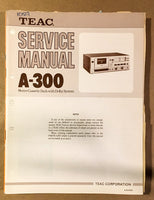 Teac / Tascam Model A-300 Cassette  Service Manual *Original*