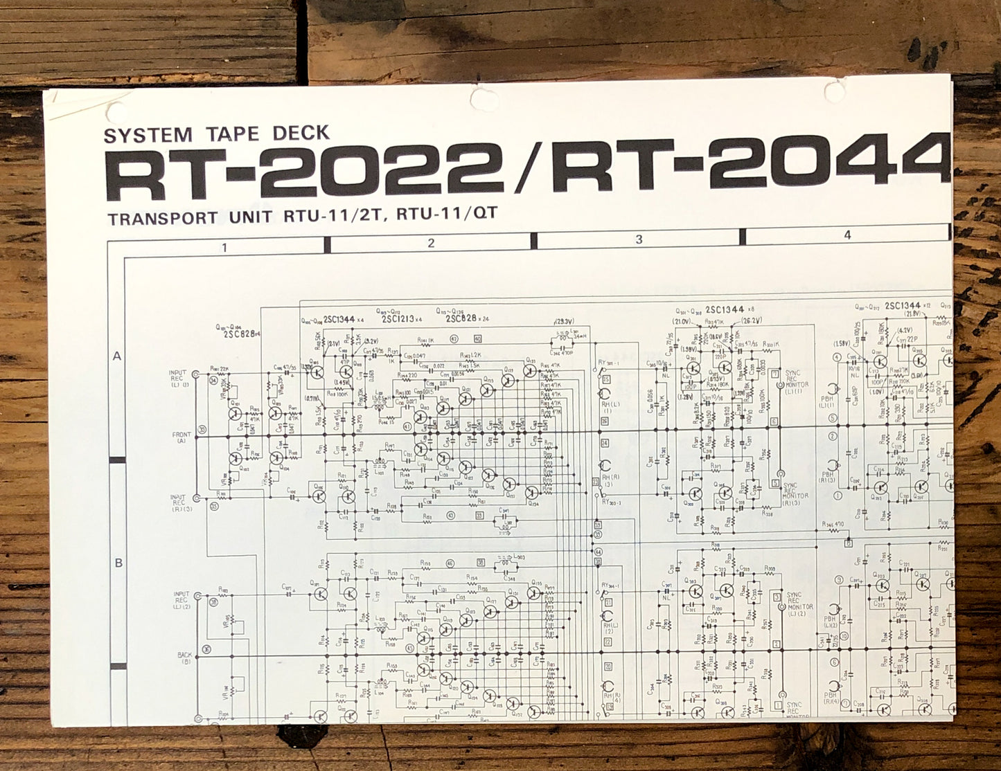 Pioneer RT-2022 RT-2024 Reel to Reel Large Fold Out Schematic *Original*