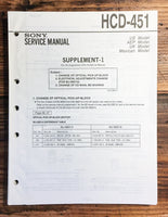 Sony HCD-451 Stereo  Service Manual Supplement *Original*