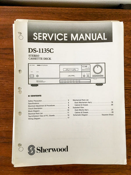 Sherwood DS-1135C DD-1135 C Cassette Service Manual *Original*