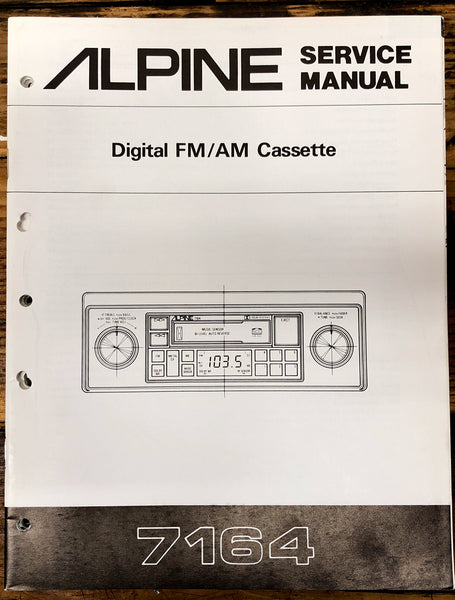 Alpine Model 7164 Car Stereo  Service Manual *Original*