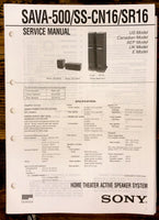 Sony SAVA-500 SS-CN16 -SR16 Speaker  Service Manual *Original*