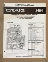 Craig Model J484 Radio Cassette Service Manual Addendum *Original*
