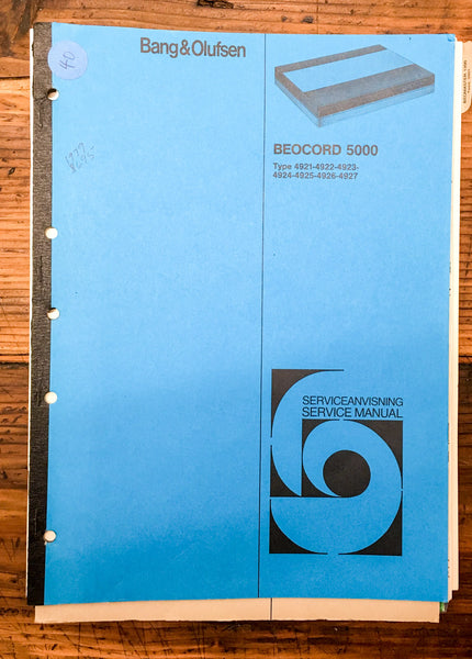 B&O Bang Olufsen Beocord 5000 Type 4921-4927 Cassette  Service Manual *Original*