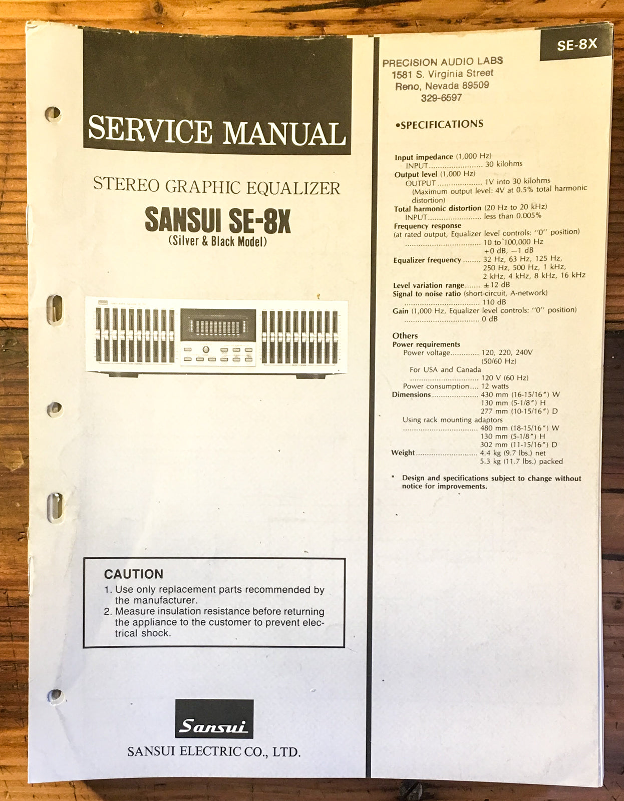 Sansui SE-8x Equalizer Service Manual *Original*