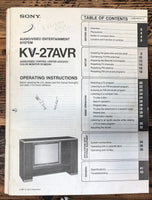 Sony KV-27AVR KV-27 AVR TV  Owner /  User Manual *Original*