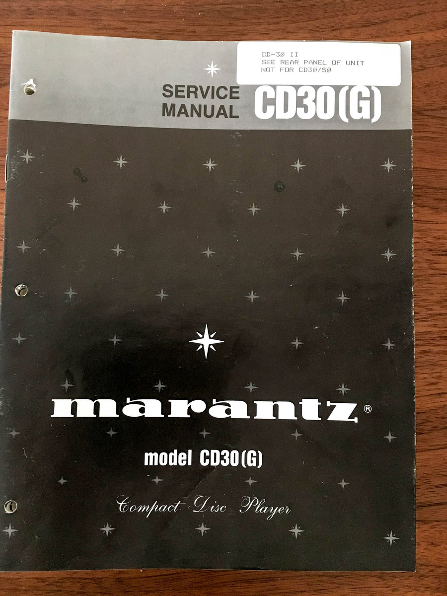 Marantz CD30 CD30G CD Player Service Manual *Original* – Vintage Audio ...