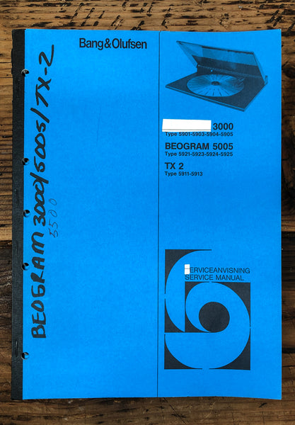B&O Bang Olufsen 3000 5005 TX2 TX 2 Turntable  Service Manual *Original* #2