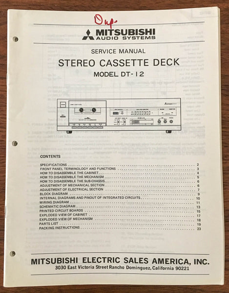 Mitsubishi DT-12  Service Manual *Original* #1