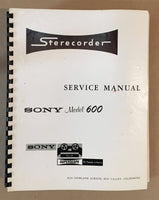 Sony TC-600 Tape Recorder Service Manual *Original* #1