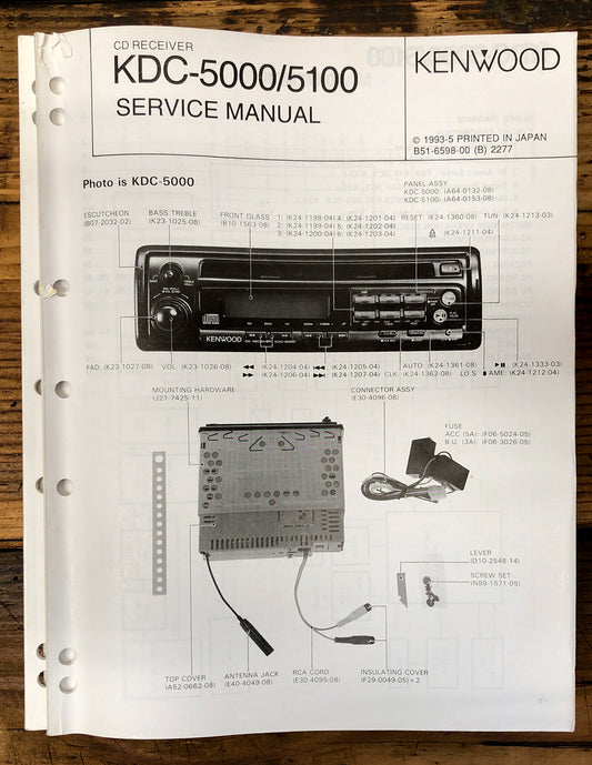 Kenwood KDC-5000 KDC-5100 Car Radio  Service Manual *Original*