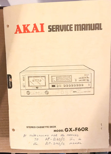 Akai GX-F60R Tape Deck Service Manual *Original*