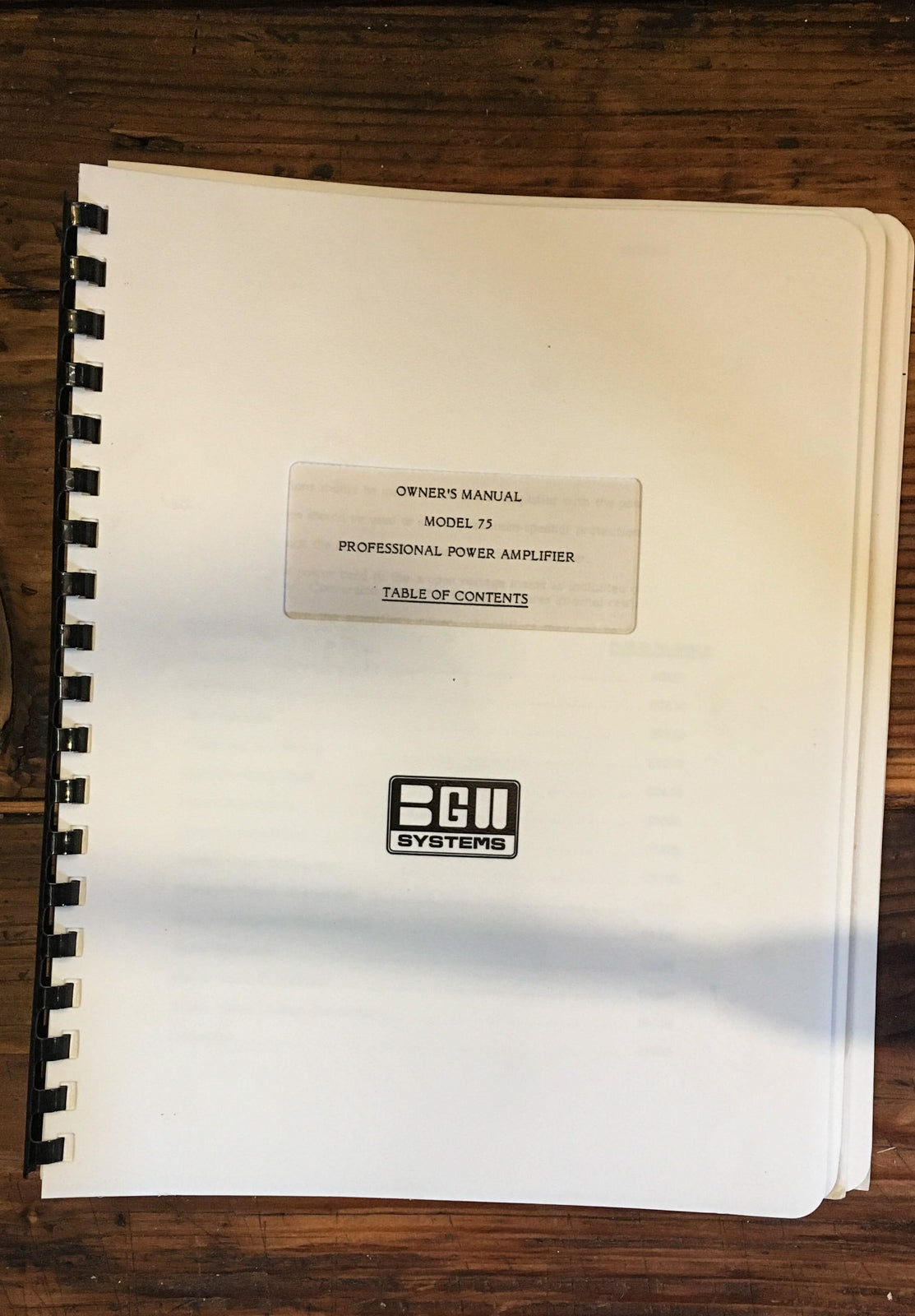 BGW Systems Model 75 Amplifier Owner / User Manual *Original*