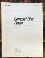 Sony CDP-C77ES CDP-C87ES CD Player  Owner / User Manual *Original*