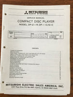 Mitsubishi DP-211R DP-110 DP-610 CD PLAYER Service Manual *Original*