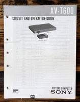 Sony XV-T600 Picture Computer  Circuit / Operation Guide Manual *Original*