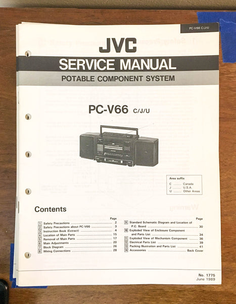 JVC PC-V66 Portable Stereo Boombox Service Manual *Original*
