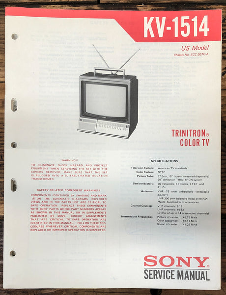 Sony KV-1514 TV  Service Manual *Original*