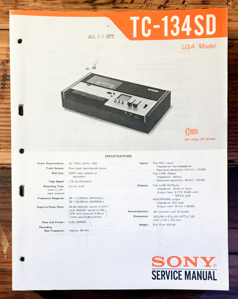 Sony TC-137SD Cassette PRELIM. Service Manual *Original*