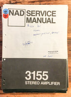 NAD Model 3155 Amplifier  Service Manual *Original*