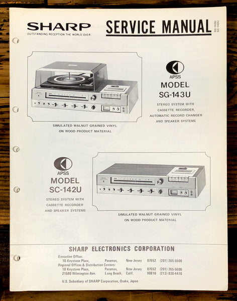 Sharp SG-143U Radio / Stereo System Service Manual *Original*