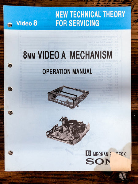 Sony 8MM Video A Mechanism   Operation Manual *Original*