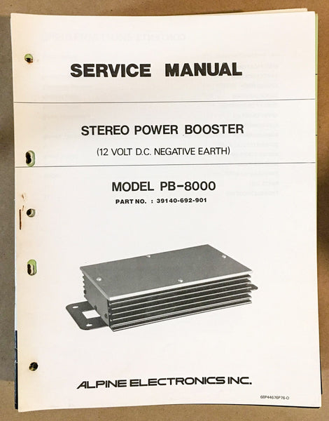 Alpine PB-8000 Power Booster Service Manual *Original*