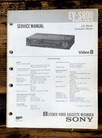 Sony EV-S800 Video 8 VCR  Service Manual *Original*