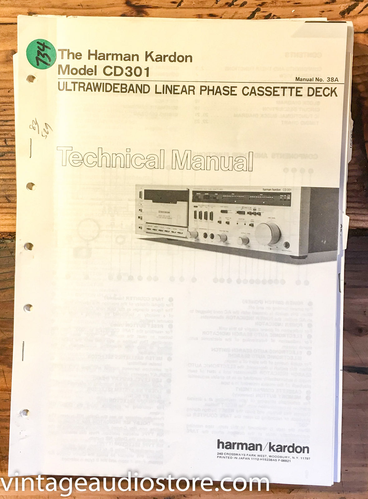 Harman Kardon CD301 CD301 Cassette  Service Manual *Original*