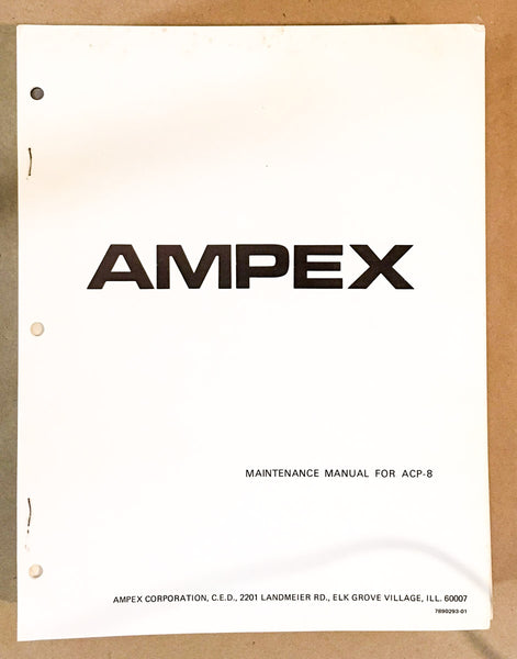 Ampex ACP-8 Model 2100 Automotive Cartrige Player Service Manual *Original*