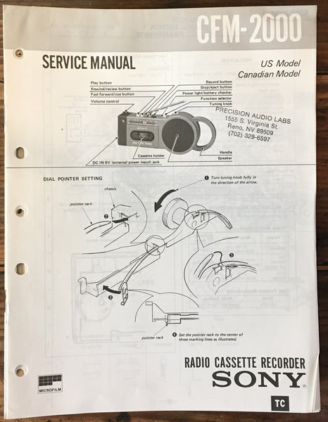 Sony CFM-2000 Radio Cassette Service Manual *Original*