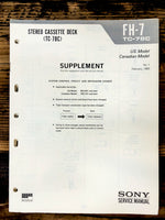 Sony FH-7 Stereo Supp. Service Manual *Original*