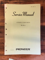 Pioneer PL-12 Record Player / Turntable Service Manual *Original*