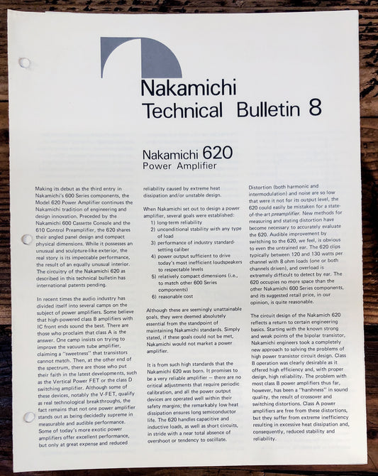 Nakamichi Model 610 Control Amplifier  Dealer Brochure *Original* #8