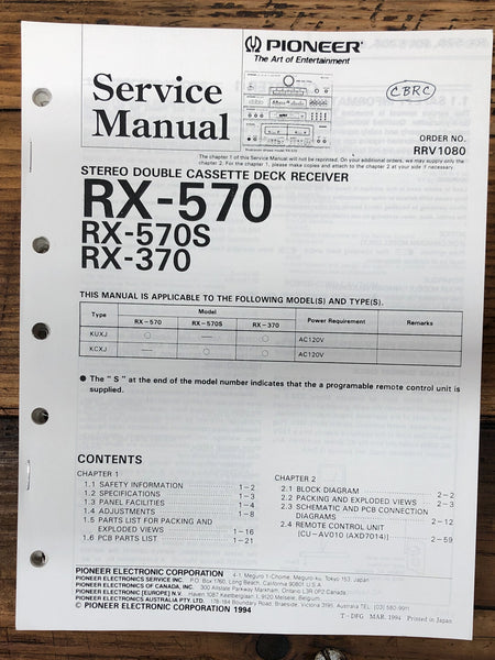 Pioneer RX-570 RX-570S RX-370 Receiver  Service Manual *Original* #2