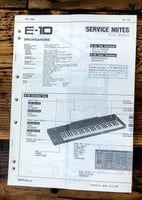Roland E-10 Keyboard / Synthesizer Service Manual *Original*