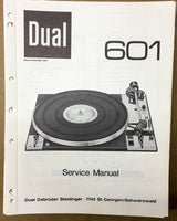 Dual Model 601 Turntable / Record Player Service Manual *Original*