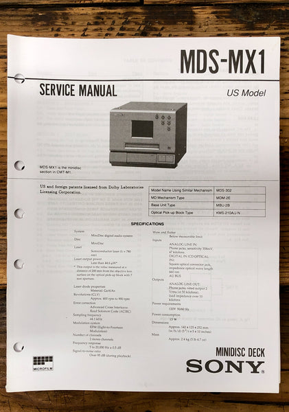 Sony MDS-MX1 MD MiniDisc Deck  Service Manual *Original*