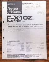 Pioneer F-X10Z F-X11Z Tuner  Additional Service Manual *Original*